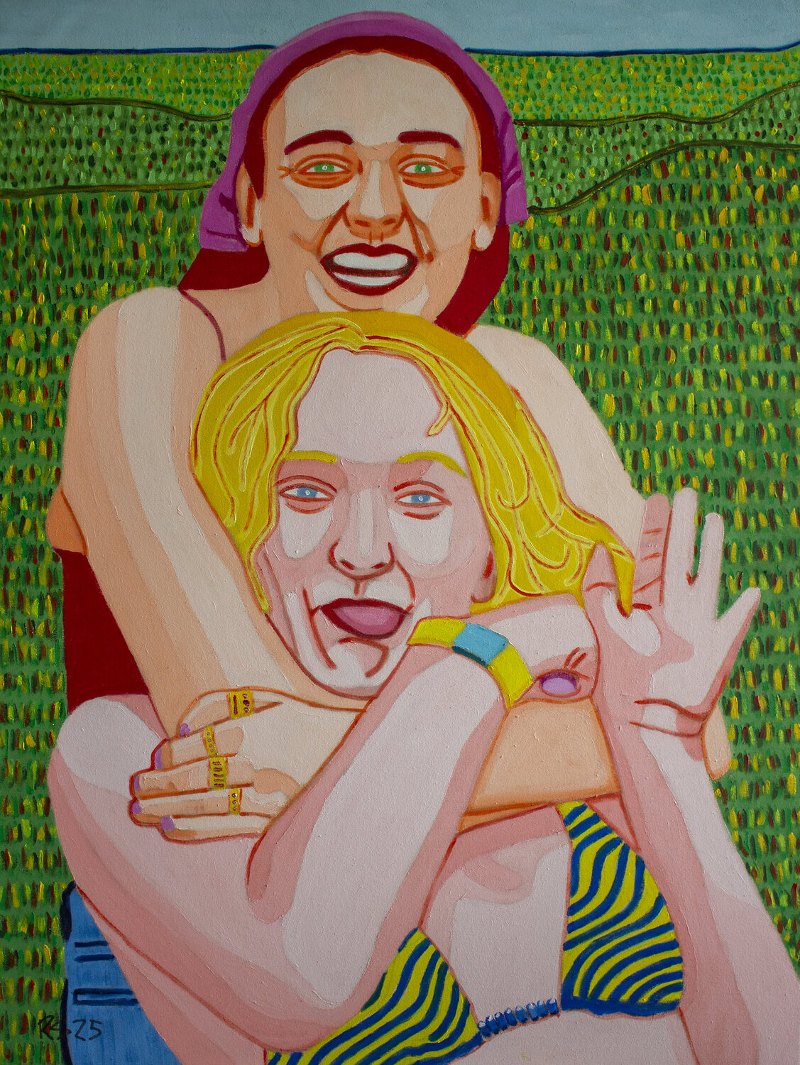 Two Women in a Park No. 1 Randall Steinke Original painting for sale