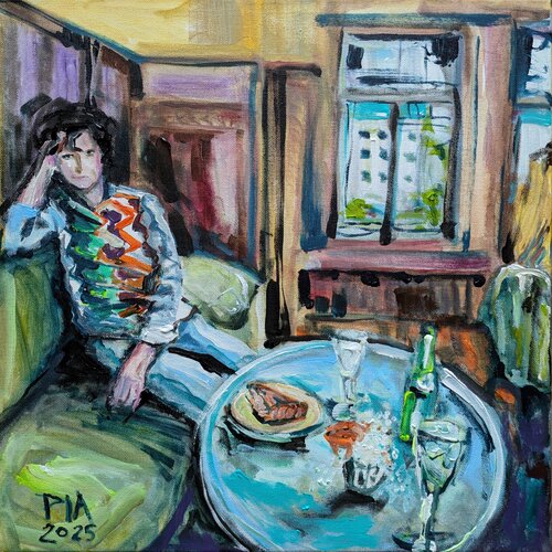 Liebighaus Cafe Frankfurt by Pia Grambart, Painting for Sale on Select