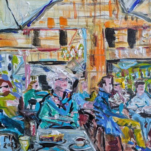 Café Wacker, Schweizer Strasse, Frankfurt by Pia Grambart, Painting for Sale on Select