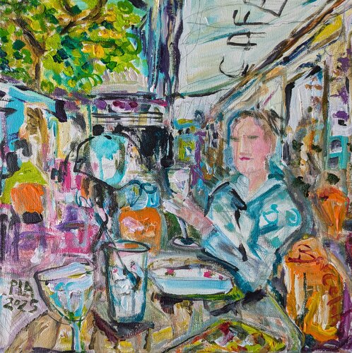 Grauburgunder with Eiswuerfeln at Café Barcelona, Frankfurt by Pia Grambart, Painting for Sale on Select