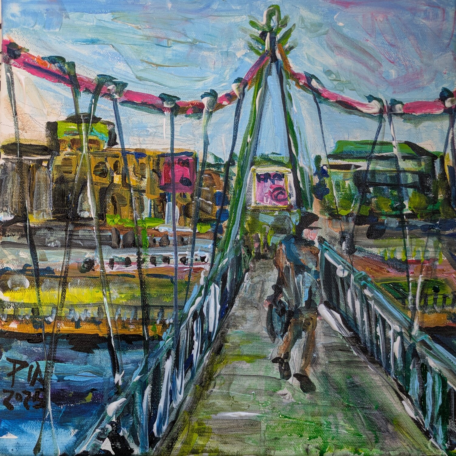 Holbeinsteg, Frankfurt Germany Pia Grambart Original painting for sale