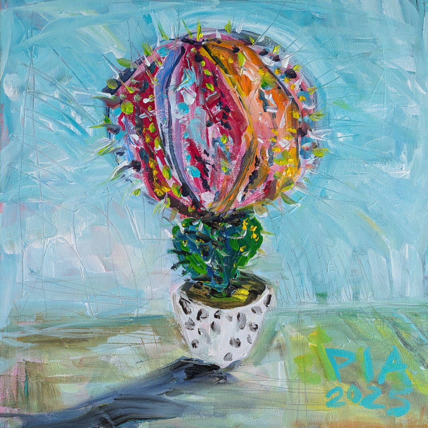 Colours of a Moon Cactus Pia Grambart Original painting for sale