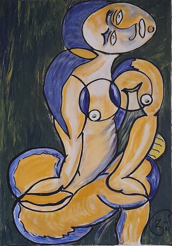 FEMME ALLONGEE SUR L'HERBE by José Garcia Arrojo, Painting for Sale on Select