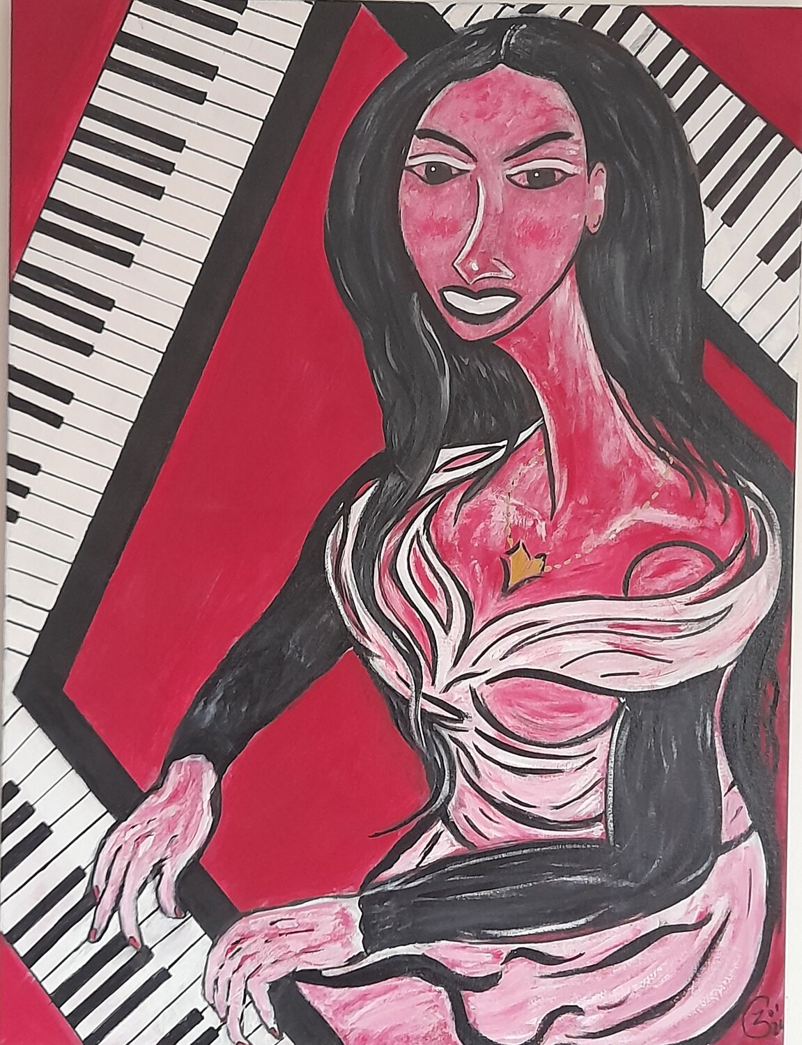 LA PIANISTA José Garcia Arrojo Original painting for sale