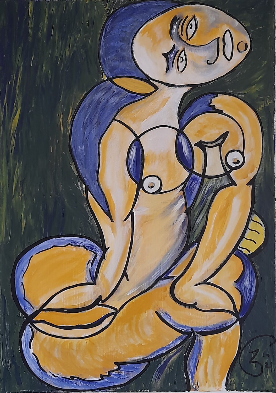 FEMME ALLONGEE SUR L'HERBE José Garcia Arrojo Original painting for sale