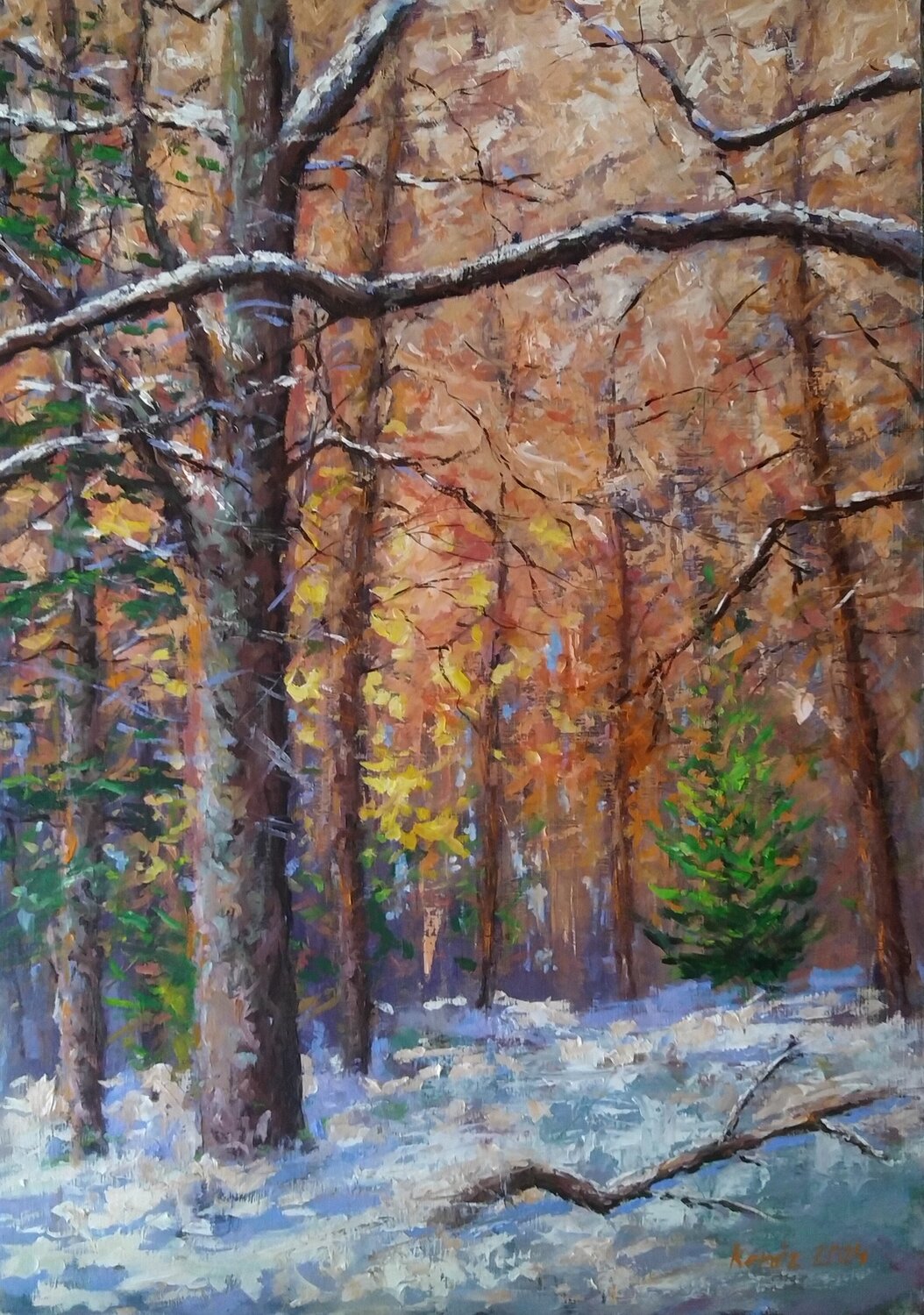 Magical winter István Kenéz Original painting for sale