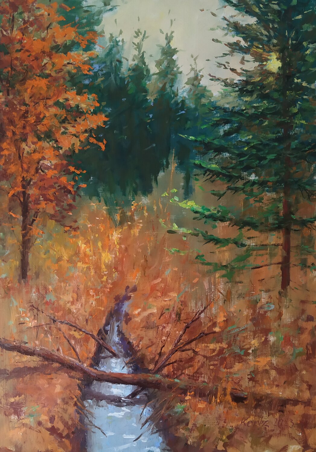 Autumn creek István Kenéz Original painting for sale