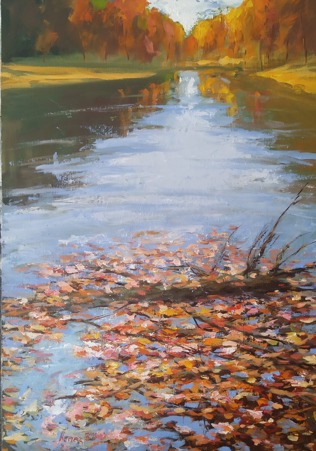 Autumn river István Kenéz Original painting for sale