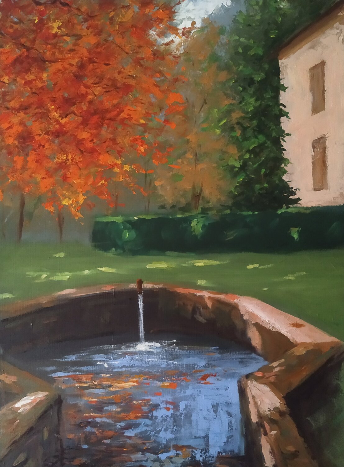100 years old fuontain István Kenéz Original painting for sale