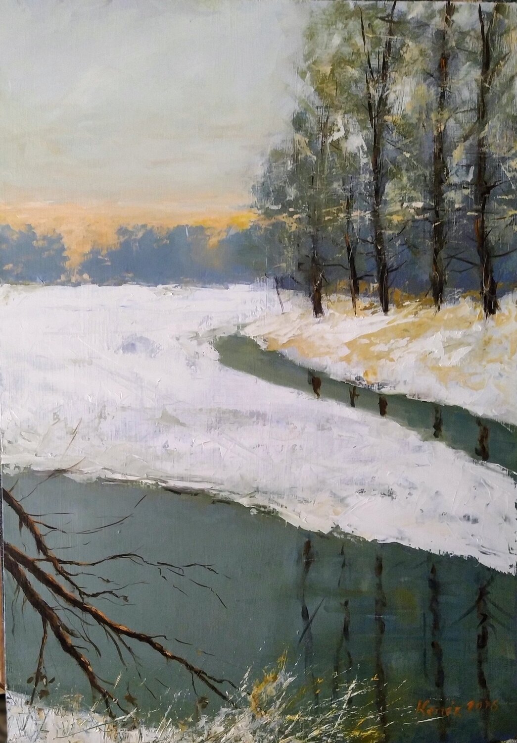 Winter afternoon. István Kenéz Original painting for sale