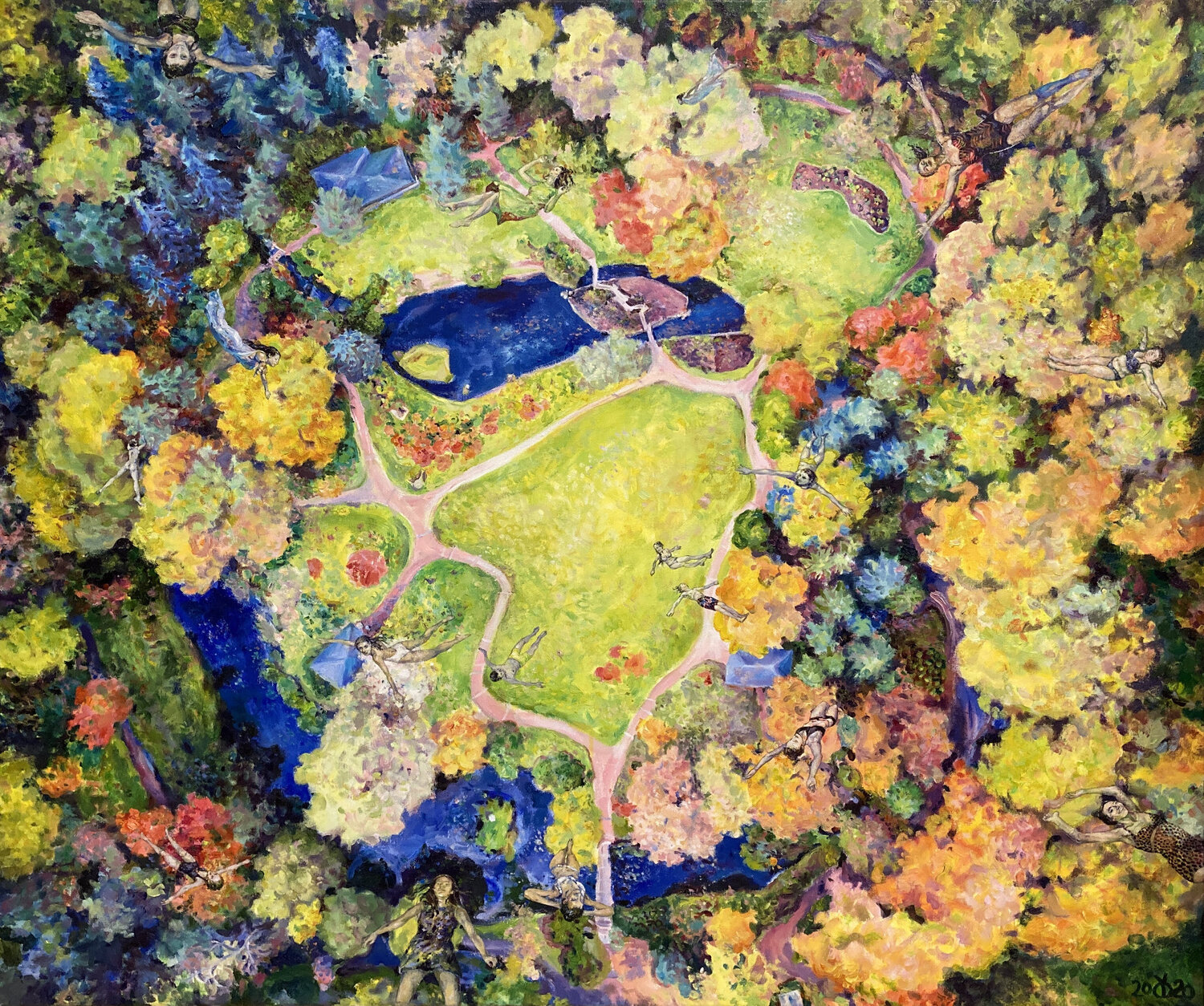 Flying Over Eden. The Free Fall Dalia Čistovaitė Original painting for sale