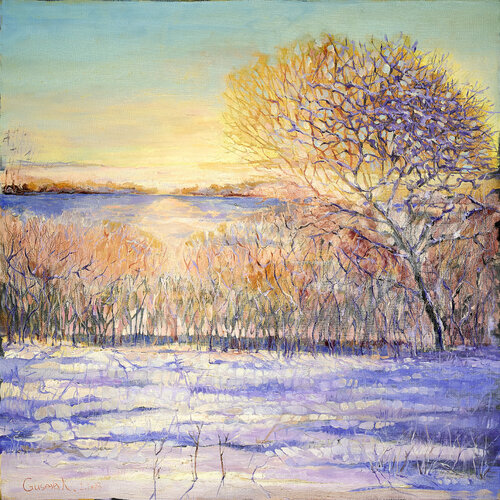 Winter sun by Kateryna Husieva, Painting for Sale on Select