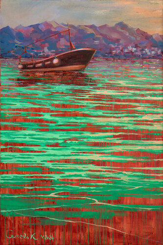 Sunset at sea by Kateryna Husieva, Painting for Sale on Select