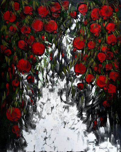 Ripe Pomegranates by Kateryna Husieva, Painting for Sale on Select