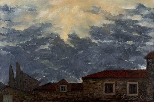 Roofs of Budva by Kateryna Husieva, Painting for Sale on Select