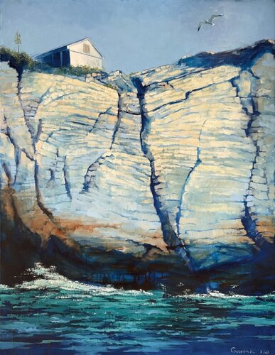 House on a slope by Kateryna Husieva, Painting for Sale on Select