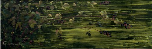 Blackberry on green by Kateryna Husieva, Painting for Sale on Select