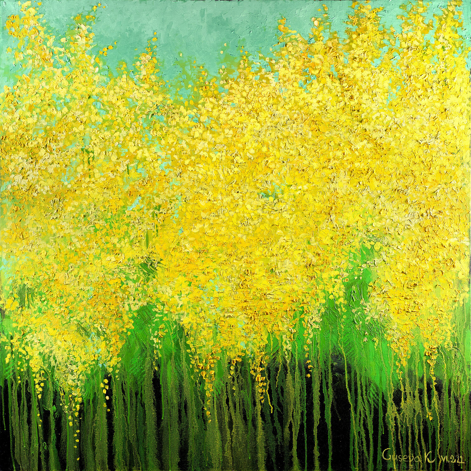 Ungifted mimosas Kateryna Husieva Original painting for sale