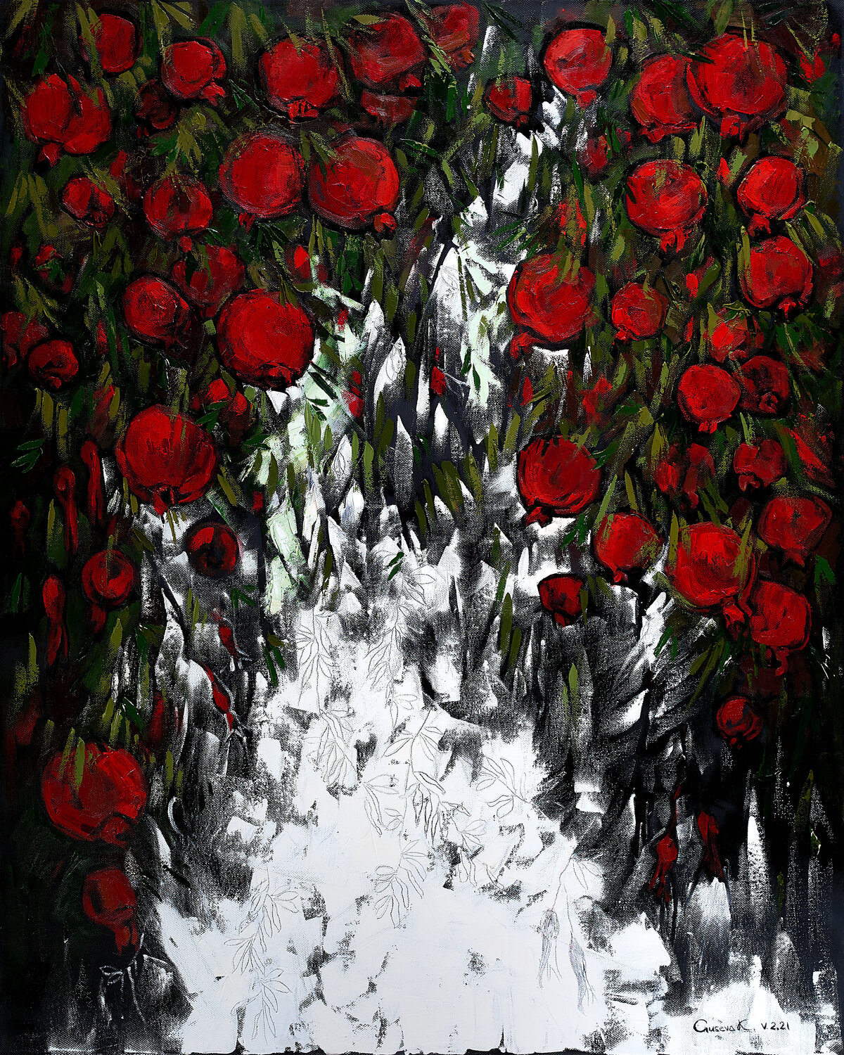Ripe Pomegranates Kateryna Husieva Original painting for sale