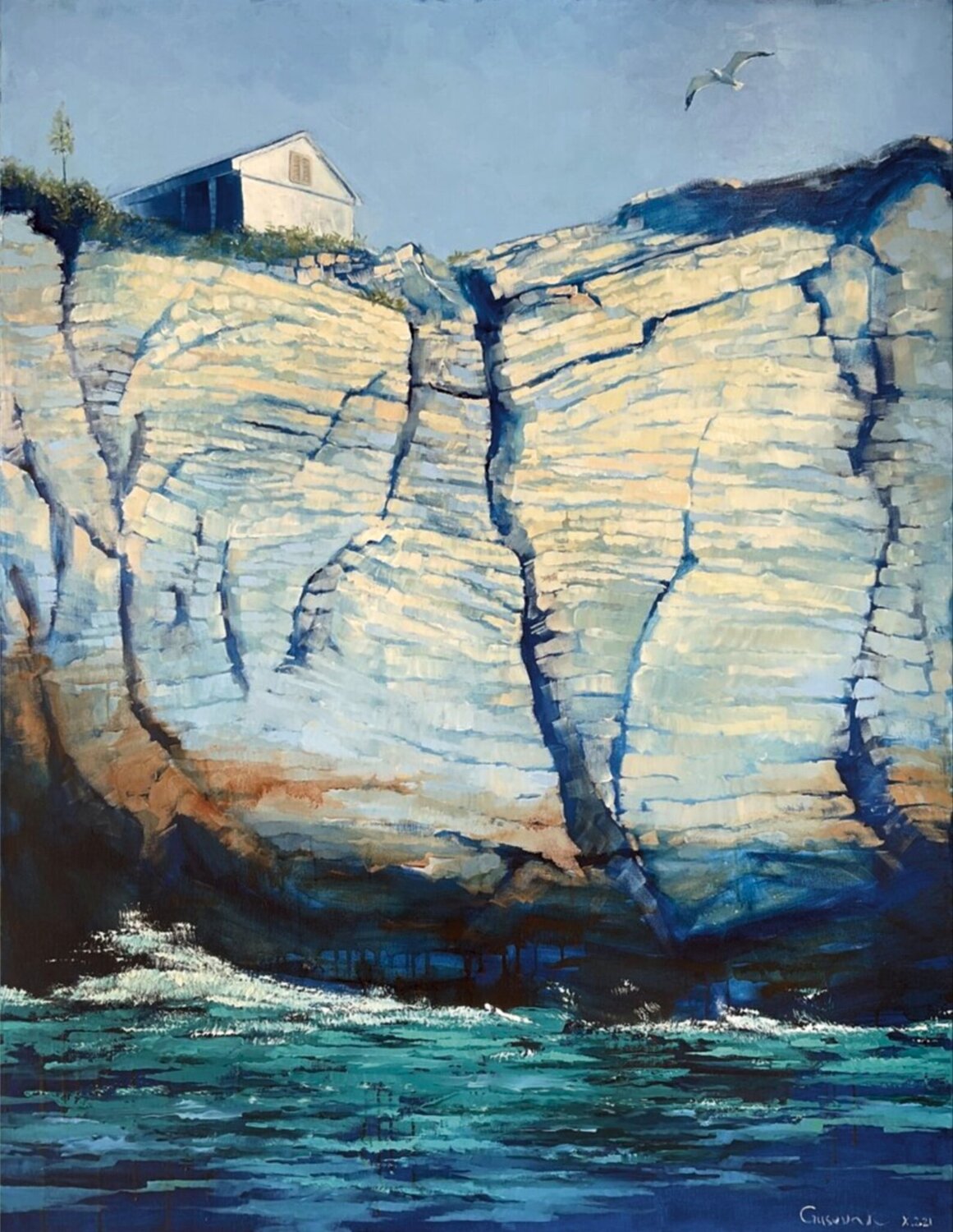 House on a slope Kateryna Husieva Original painting for sale