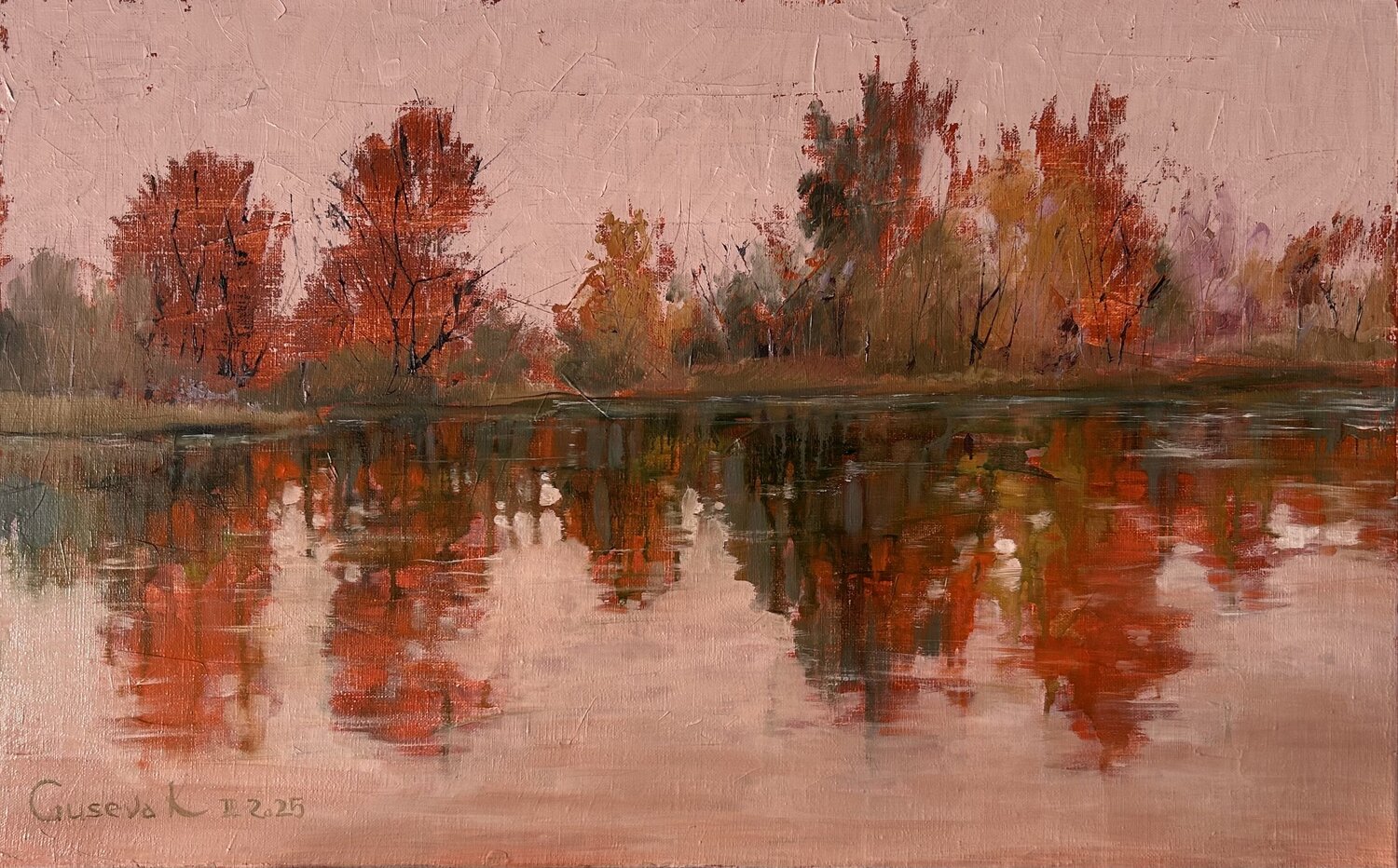Autumn reflection Kateryna Husieva Original painting for sale