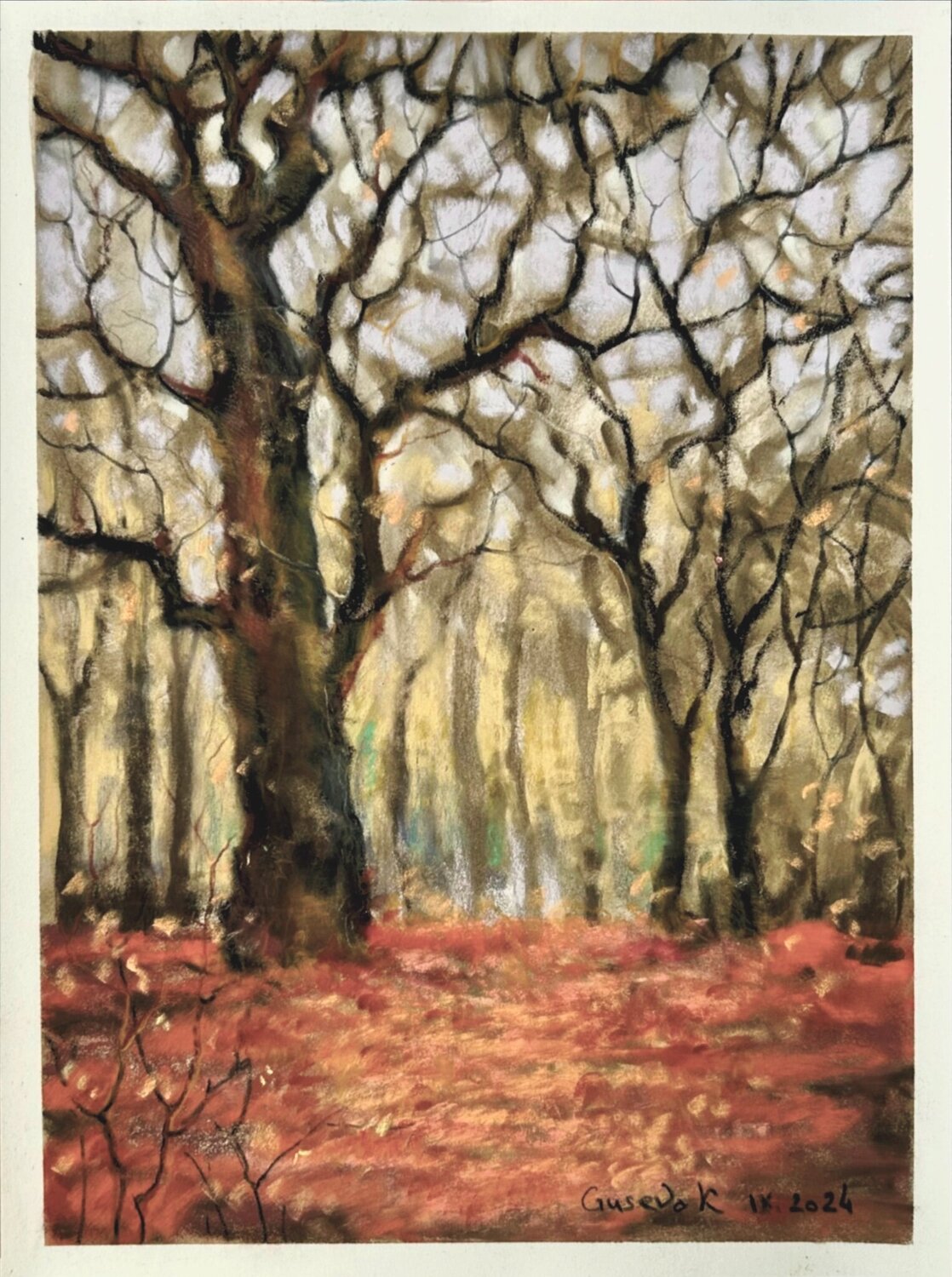 Forest in autumn Kateryna Husieva Drawing for sale