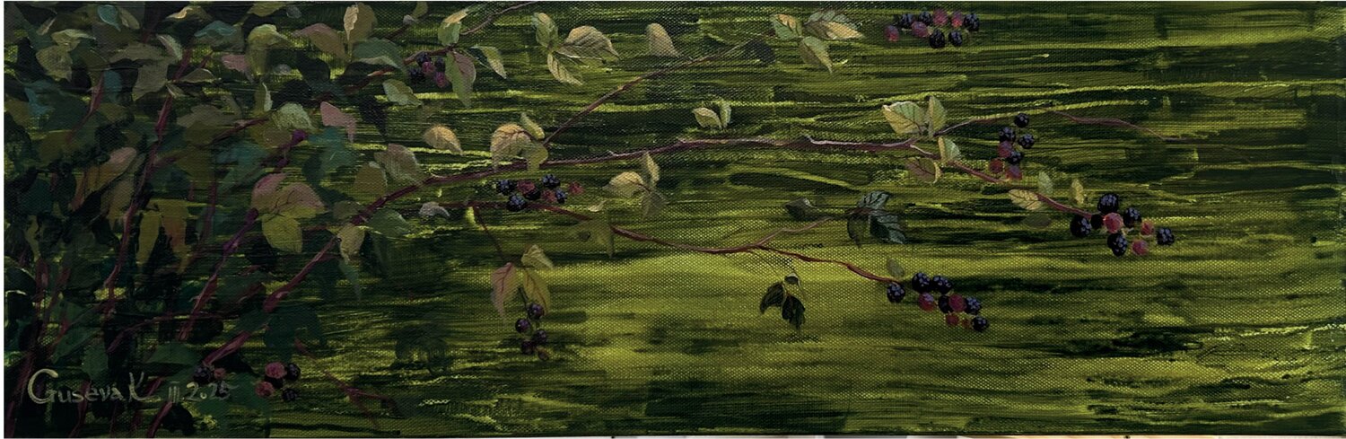 Blackberry on green Kateryna Husieva Original painting for sale