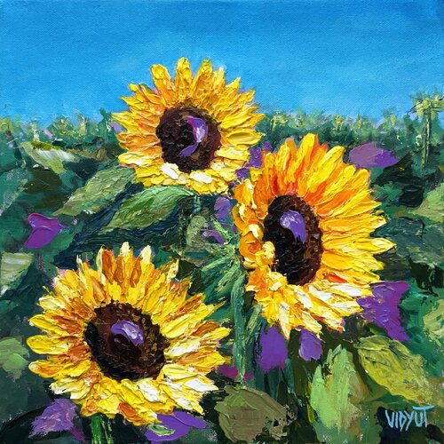 Dancing Sunlit Trio by vidyut Singhal, Painting for Sale on Select