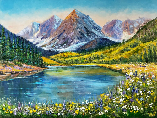 Mountain Valley Spring by vidyut Singhal, Painting for Sale on Select