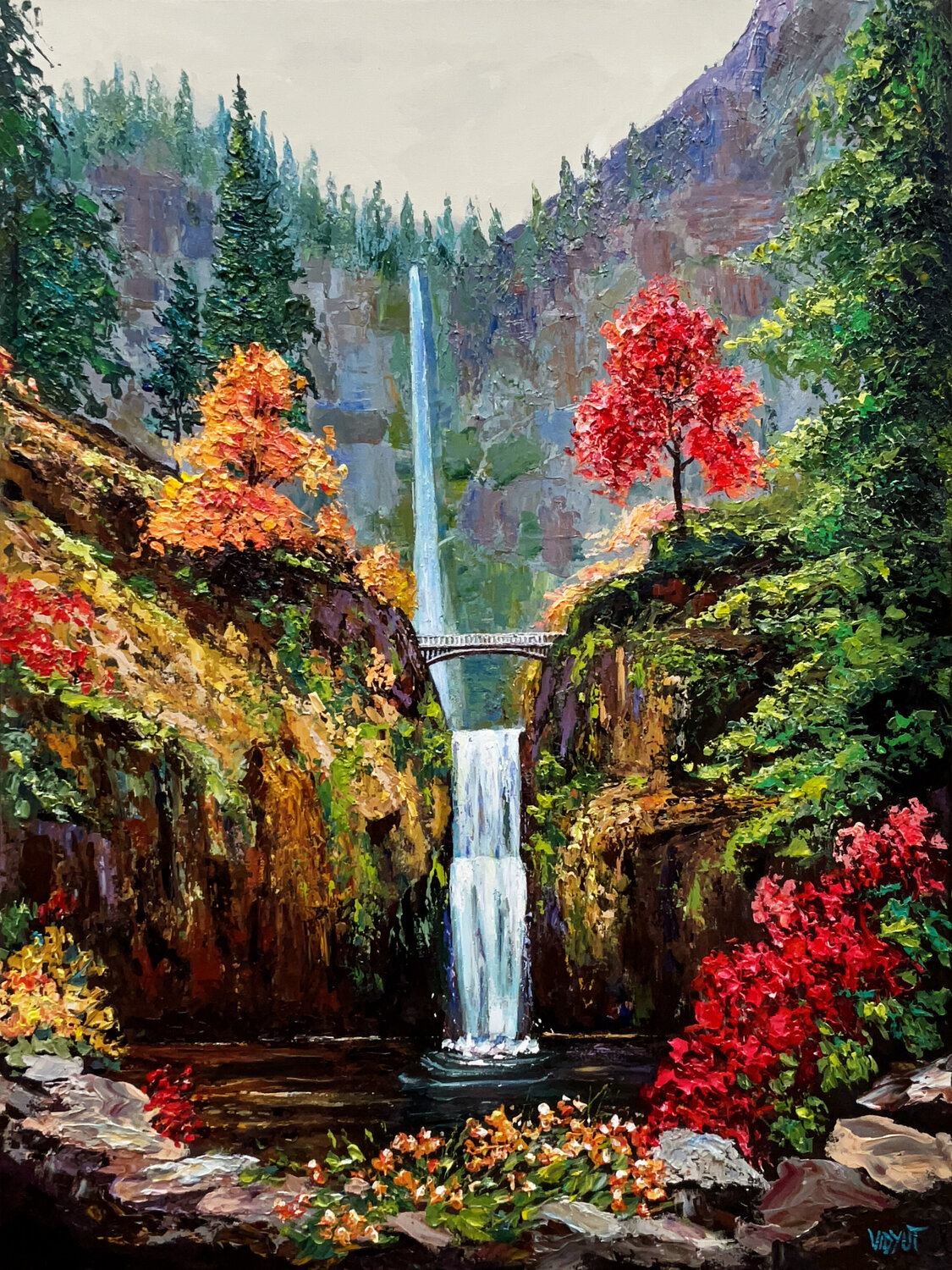 The Painted Gorge at Multomah (Fall) vidyut Singhal Original painting for sale
