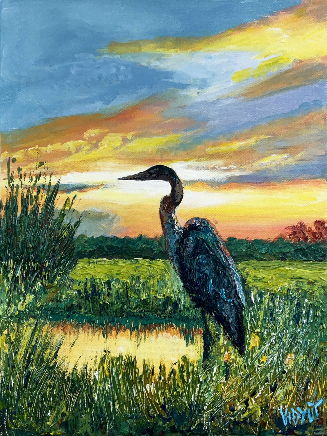 Sunset Sentinel vidyut Singhal Original painting for sale