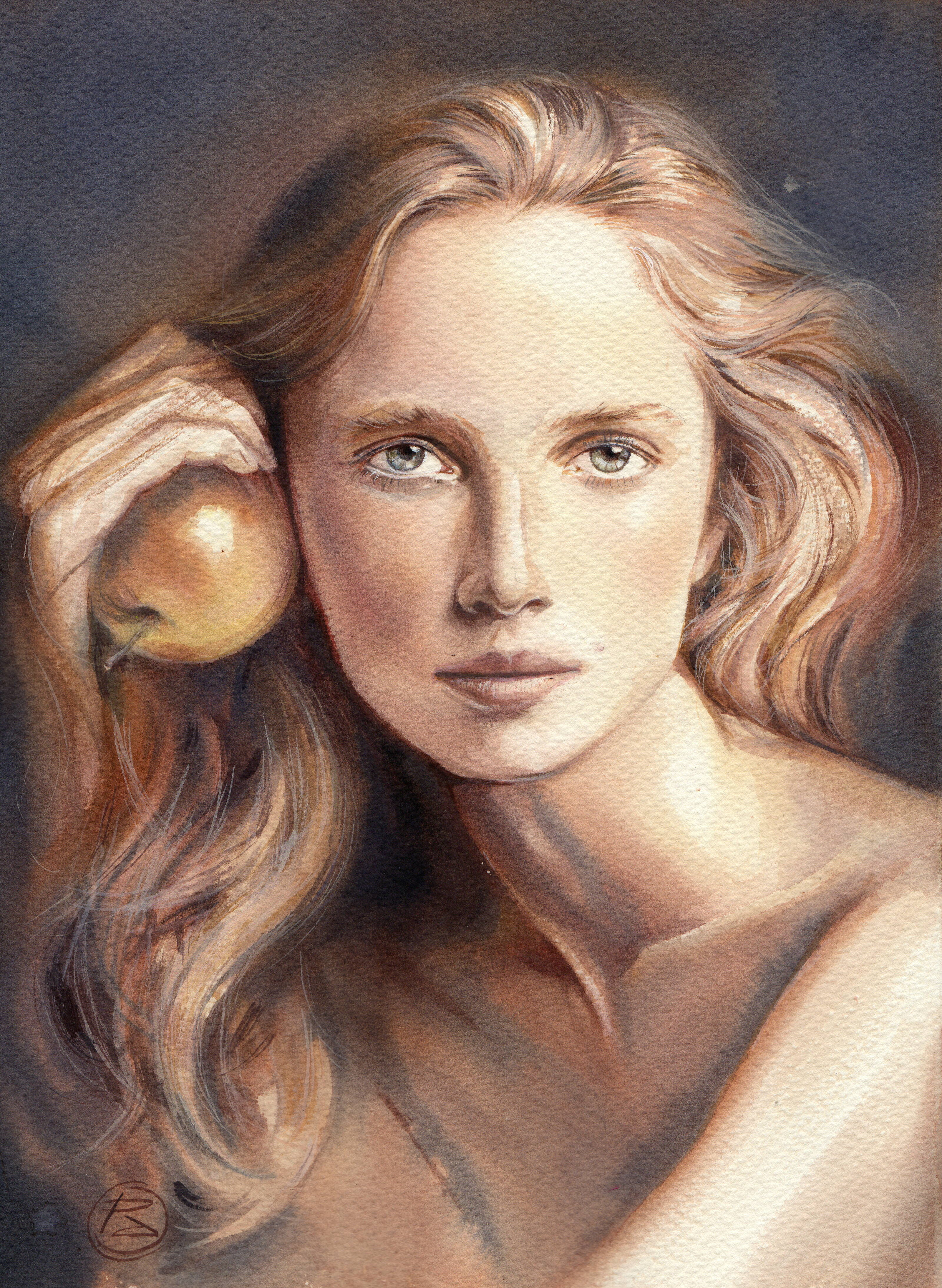 "Eva".Watercolor portrait.