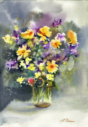 The wild flowers . by Alla Prisacar, Painting for Sale on Select