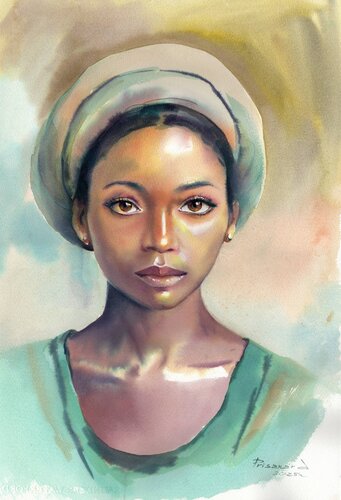 Portrait woman in oriental style by Alla Prisacar, Painting for Sale on Select