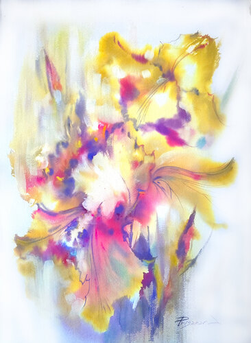 Explosion of color. Watercolor irises. by Alla Prisacar, Painting for Sale on Select