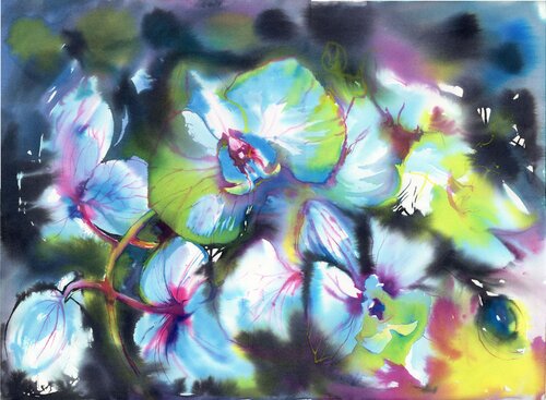 Orchid revival.Watercoror fantasy. by Alla Prisacar, Painting for Sale on Select