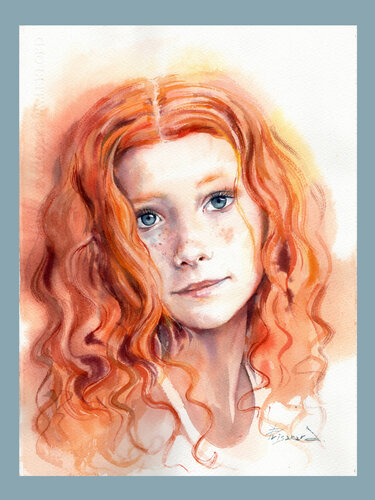Tender girl .Watercolor portrait. von Alla Prisacar, Malerei kaufen auf Select