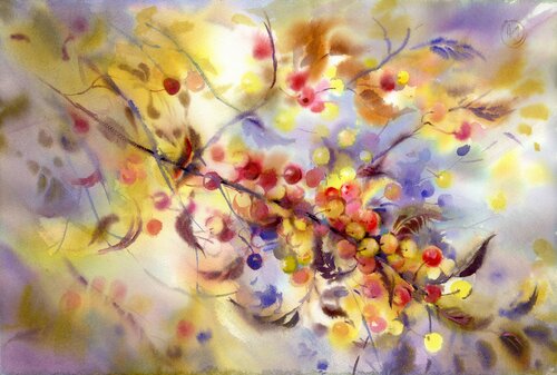 Paradise cherries. Watercolor. by Alla Prisacar, Painting for Sale on Select