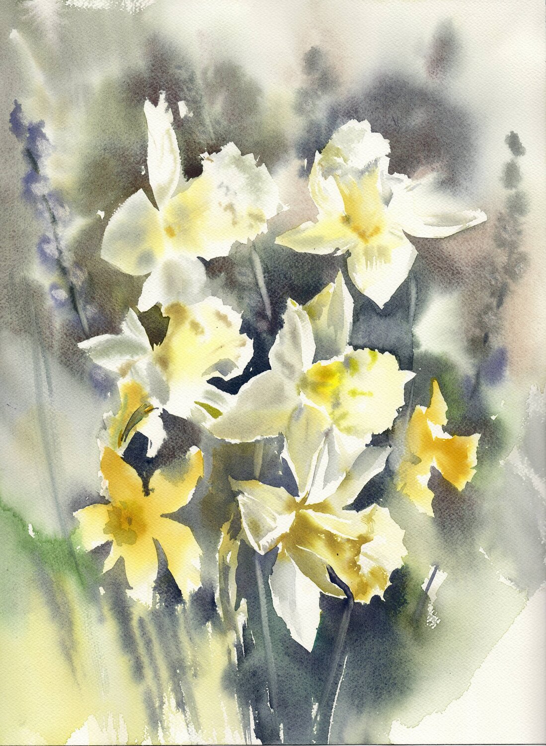 The freshness of spring. Watercolor flowers. Alla Prisacar Original painting for sale