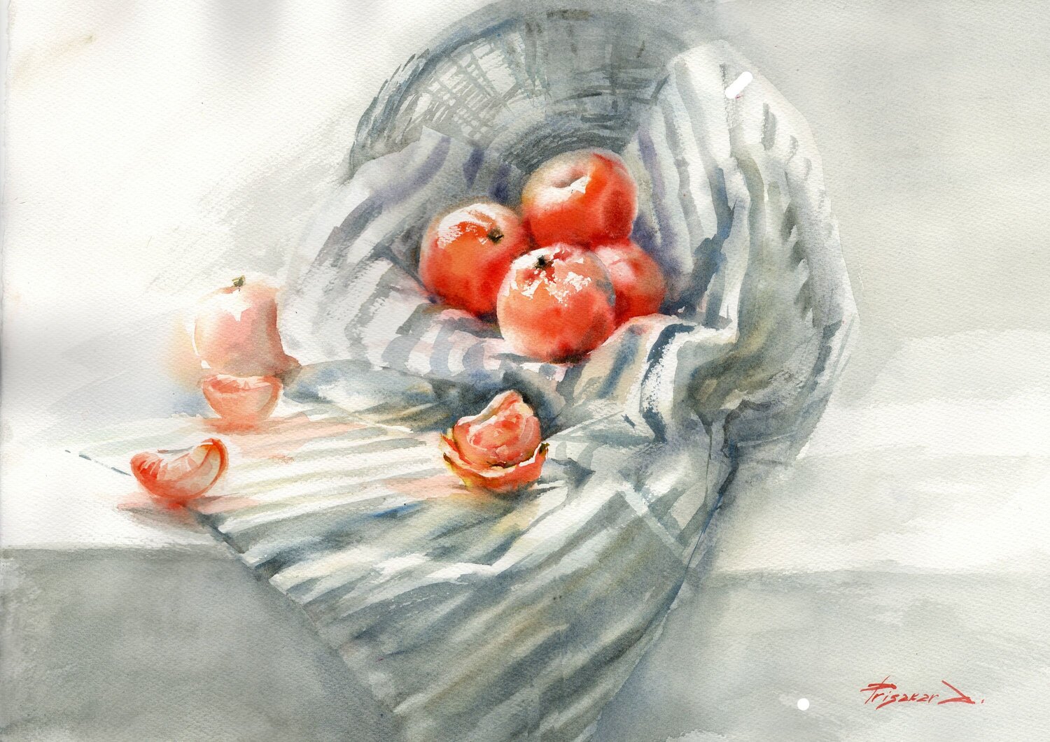 Mandarins in the winter light. Alla Prisacar Original painting for sale