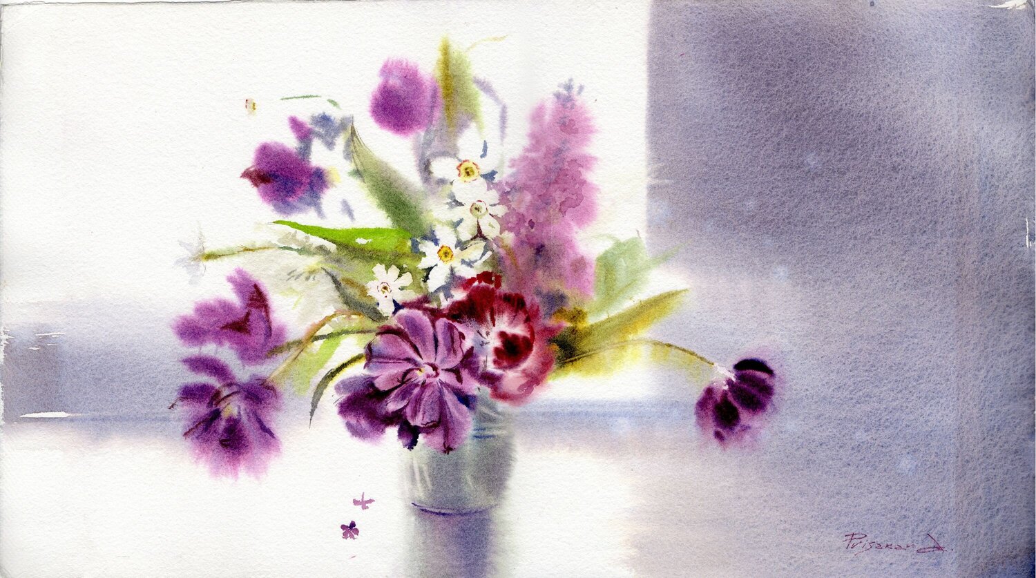 Beautiful flowery spring Alla Prisacar Original painting for sale