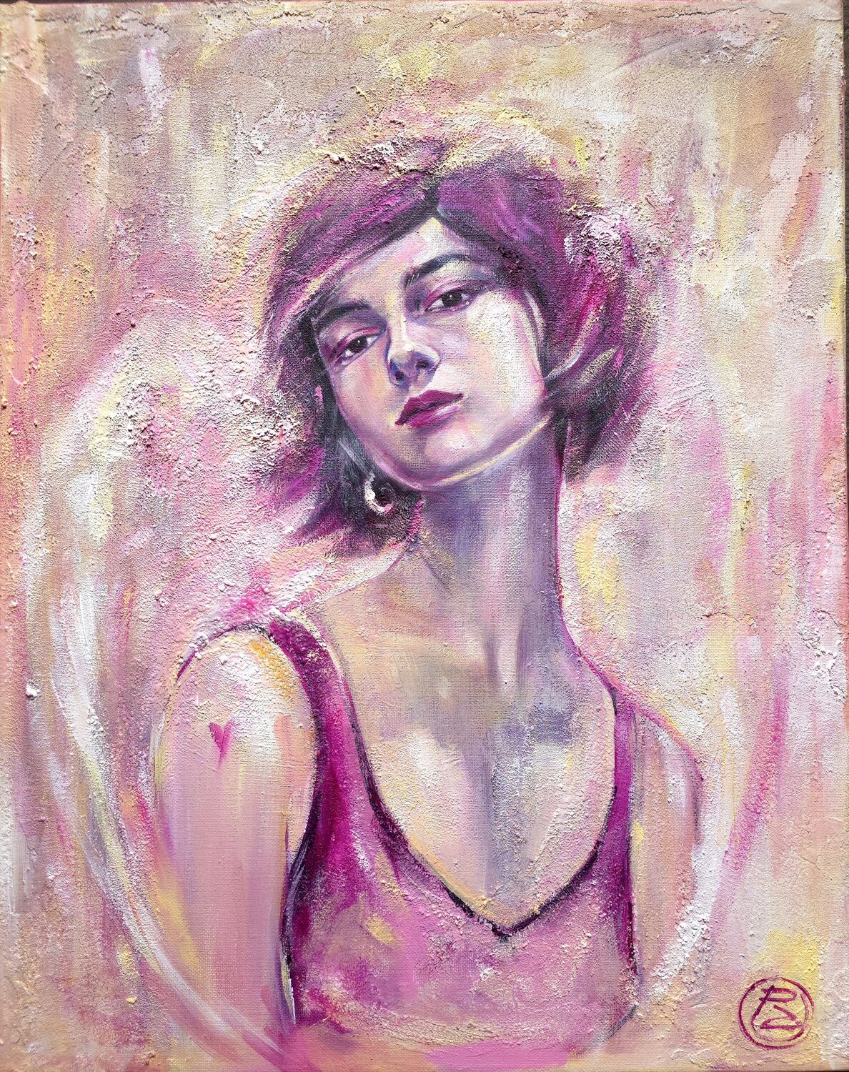 Almost an angel. Acrylic painting. Alla Prisacar Original painting for sale