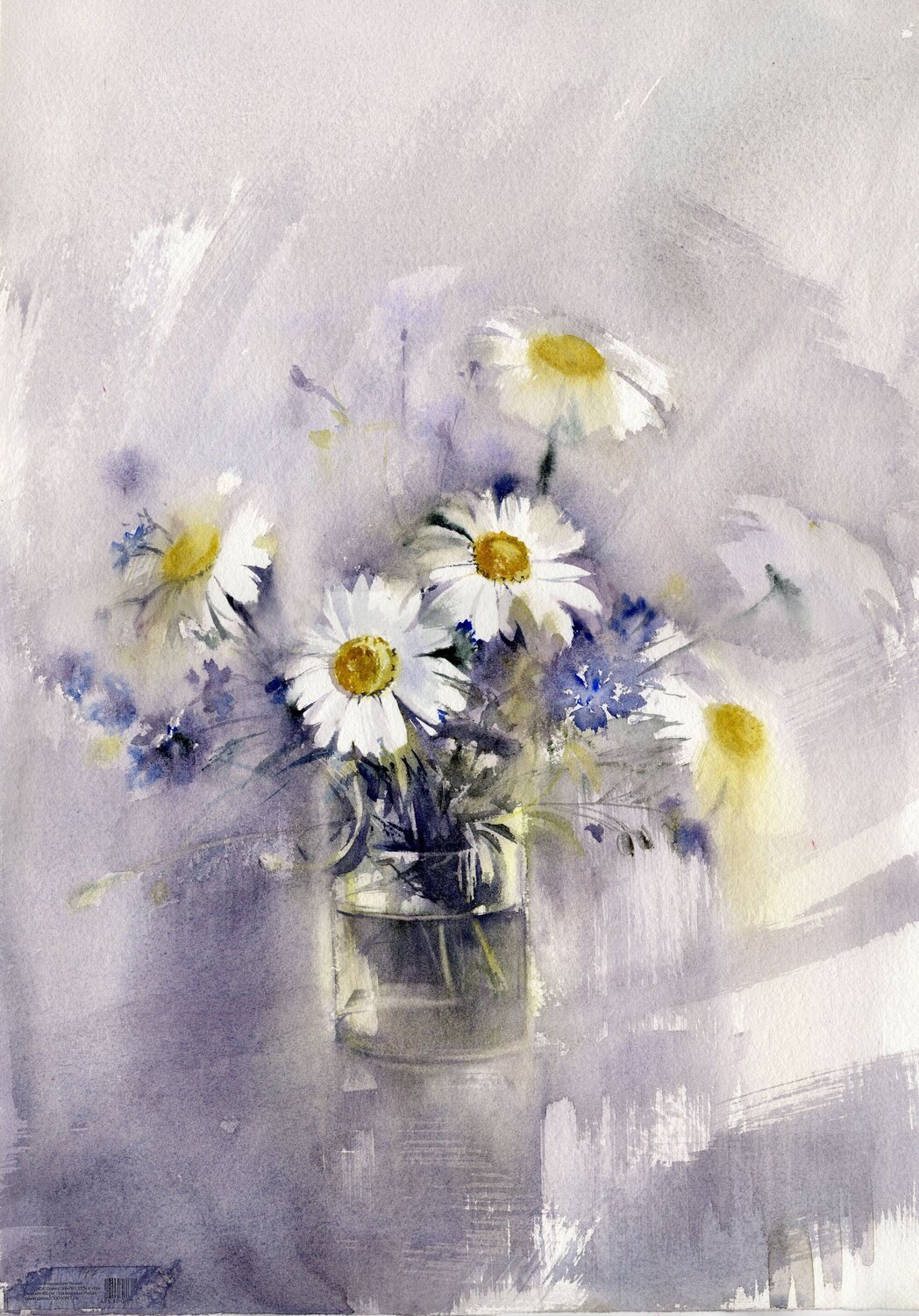 The miracles daisies. Watercolor flowers. Alla Prisacar Original painting for sale