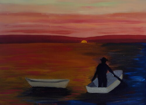 Il pescatore non va al cinema by BERNARDO BANDINELLI, Painting for Sale on Select