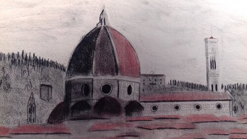 Panorama da via Trento a Firenze by BERNARDO BANDINELLI, Drawing for Sale on Select