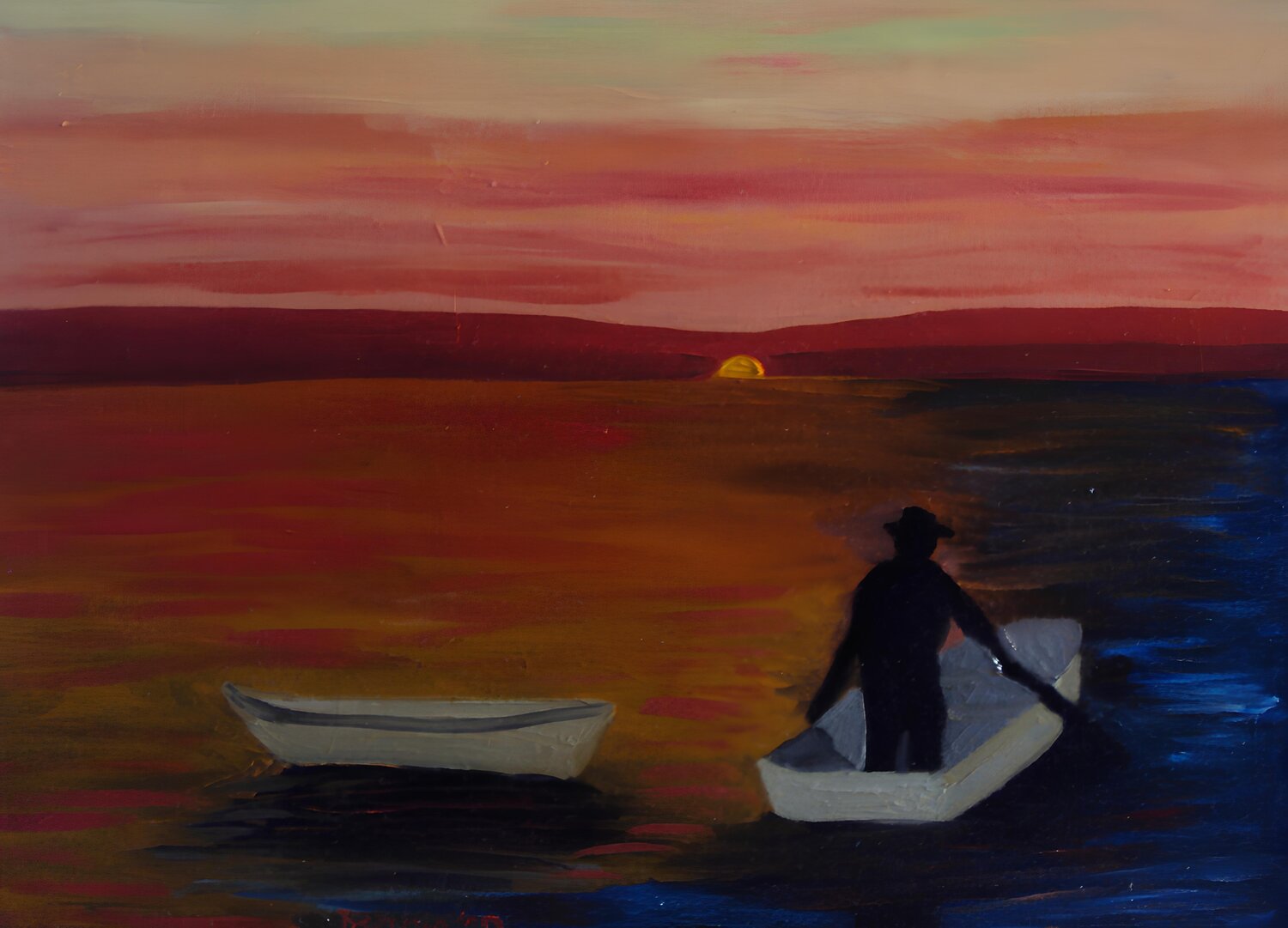 Il pescatore non va al cinema BERNARDO BANDINELLI Original painting for sale