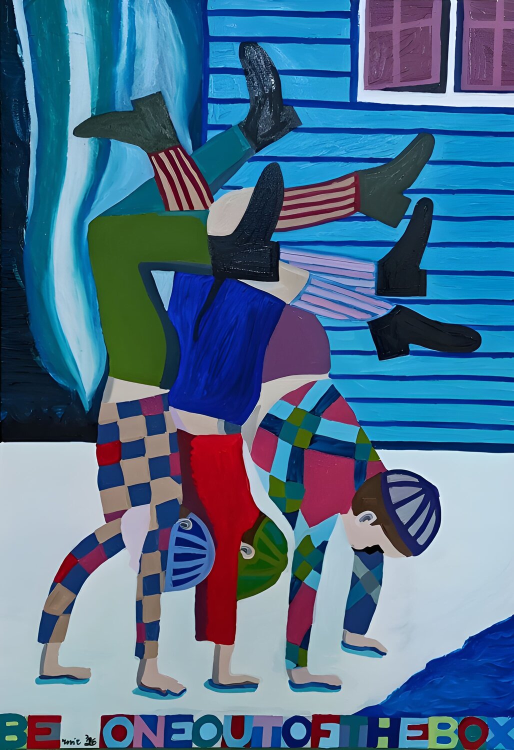 Gli acrobati in Norvegia (una nuova aurora) BERNARDO BANDINELLI Original painting for sale