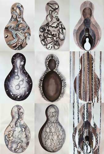 The polyptych "Digital Colonization Program" by Nadia Khovaeva, Painting for Sale on Select