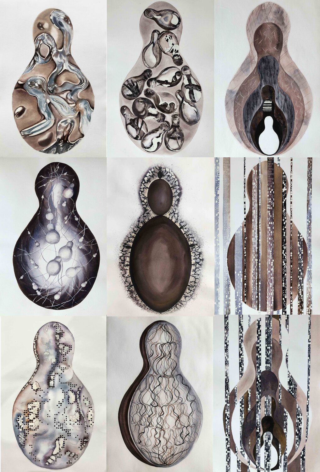 The polyptych "Digital Colonization Program" Nadia Khovaeva Original painting for sale