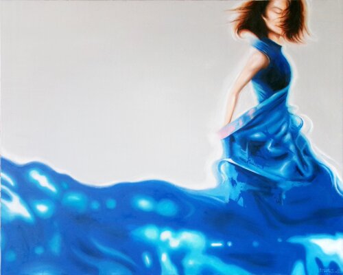 Donna in blu by Emanuela De Petrillo, Painting for Sale on Select